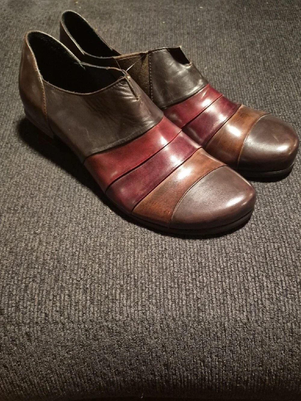 Spring Step Two-Tone Brown and Burgundy Leather Oxfords